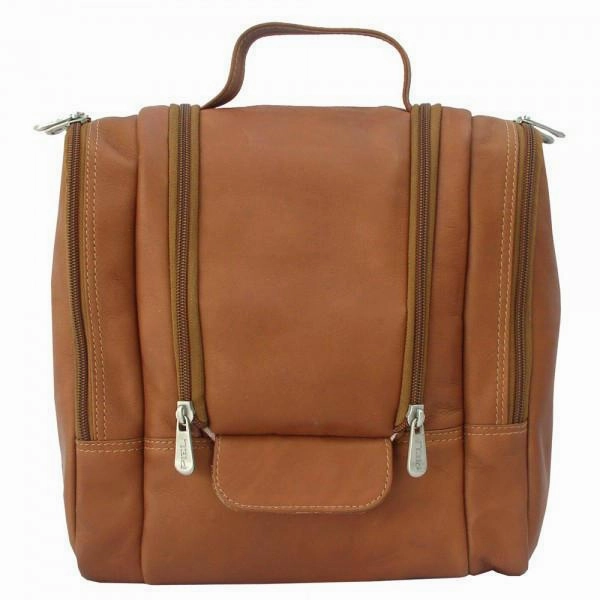 Piel Leather Hanging Travel Toiletry Kit Collapsible Travel Bag Travel Purse