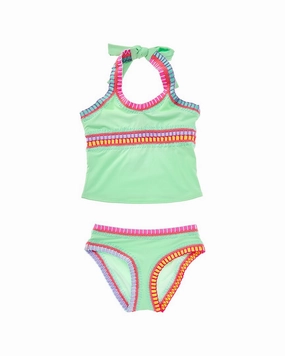 PilyQ 2pc Rainbow Embroidered Tankini Set cute swimsuits for teen girls, modest teen swimwear