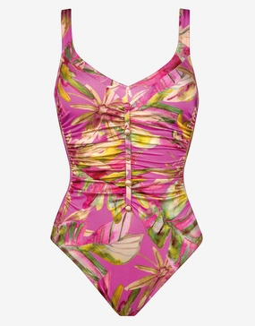 Pink Heart Moulded Detail Swimsuit - Pink Blush plus size swimwear women, curvy womens swimsuits