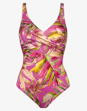 Pink Heart Wrap Front Swimsuit - Pink Blush plus size swimwear women, curvy womens swimsuits