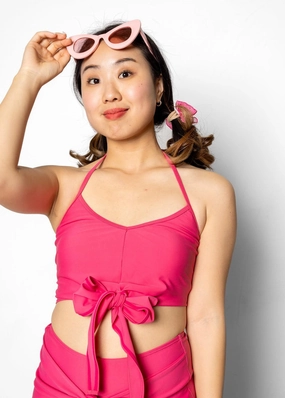 Pink Raspberry | Tied-Up Top tankini swim tops, adjustable bikini tops