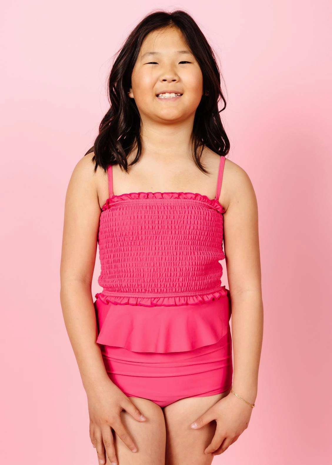 Pink Raspberry | Youth Bandeau Top cute girls swimsuits, stylish swimwear for girls