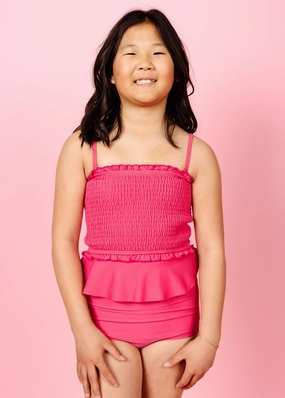 Pink Raspberry | Youth Bandeau Top cute girls swimsuits, stylish swimwear for girls