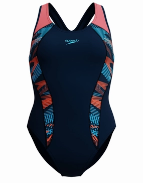 Placement Laneback Swimsuit - Navy/Coral minimalistic swimsuits women, sleek swimwear styles