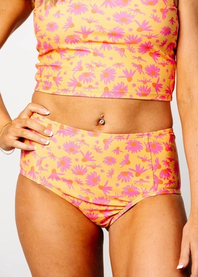 Playful Daisies | Mid-Rise Bottoms elastic waistband swim bottoms, mix-and-match bikini bottoms