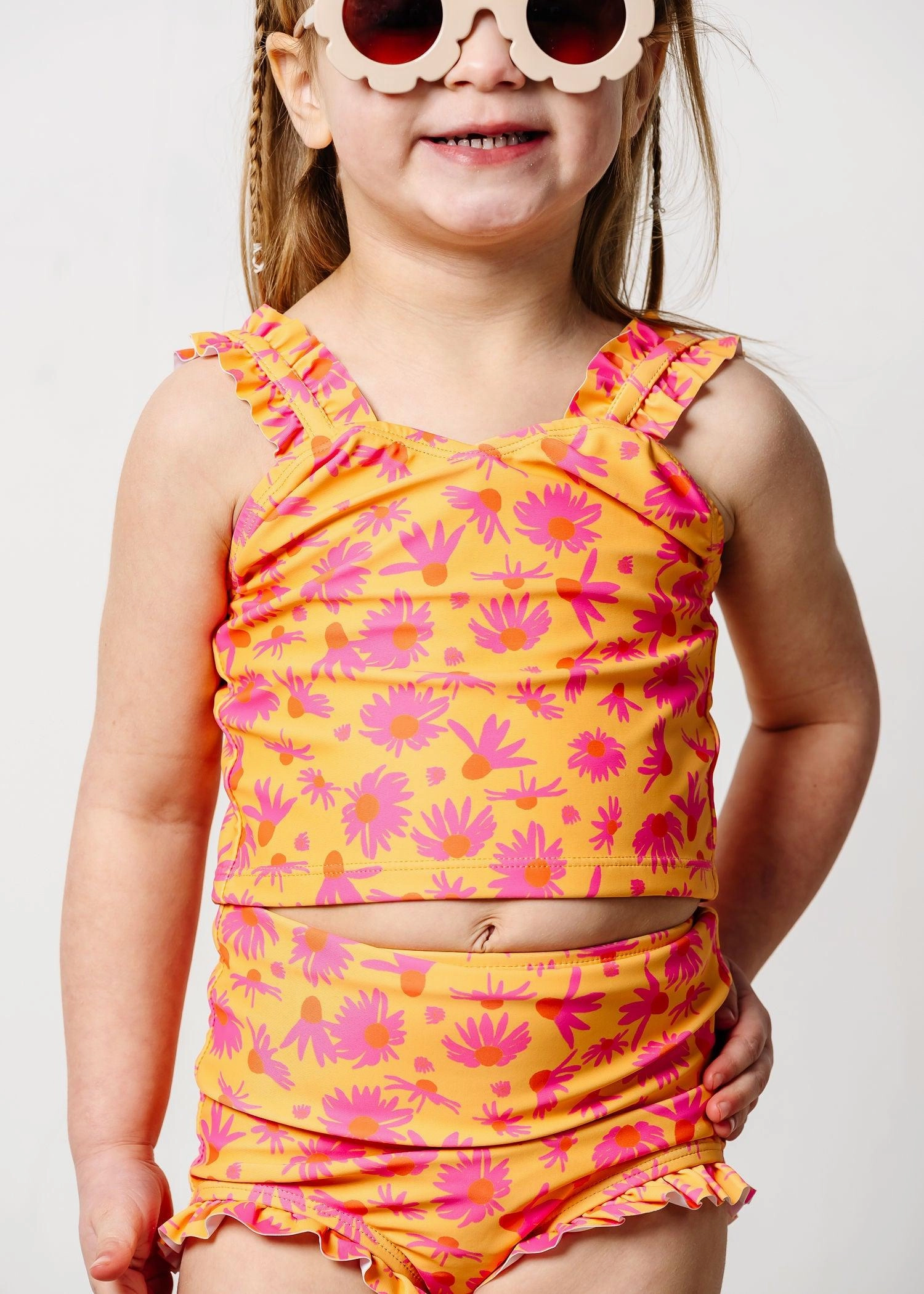 Playful Daisies | Mini Ripple Top cute girls swimsuits, stylish swimwear for girls