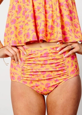 Playful Daisies | Ruched Bottoms 2.0 elastic waistband swim bottoms, mix-and-match bikini bottoms