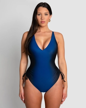 Plungey Cinched Leg - Midnight Ombre shaping swimwear for women, tummy control sculpting swimsuits
