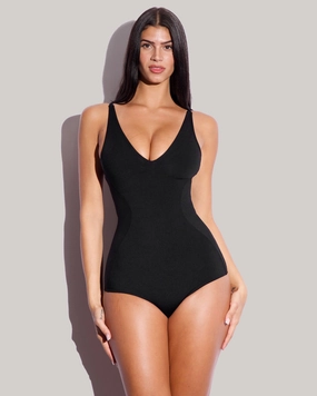 Plungey Hipster - Black shaping swimwear for women, tummy control sculpting swimsuits