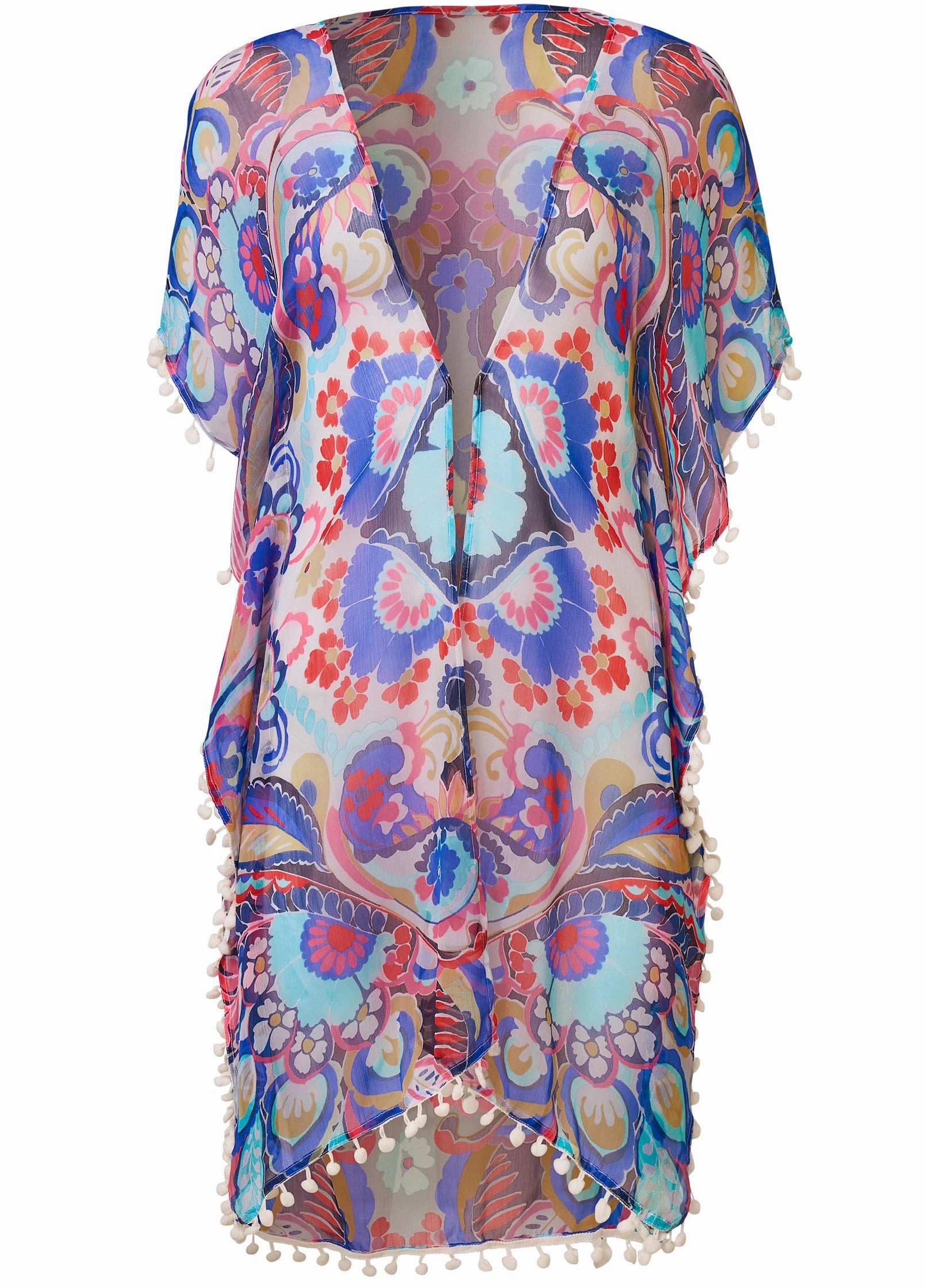 Pom-Pom Fringe Cover-Up - Lively Paisleys