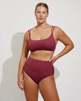 Pool Days Top D  - Desert Plum sleek design swimwear for women, minimalist swim styles