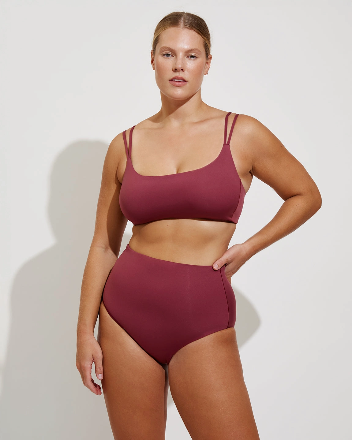 Pool Days Top D  - Desert Plum sleek design swimwear for women, minimalist swim styles