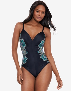 Precioso Temptation Swimsuit - Black tummy control swimwear women, slimming swimsuits