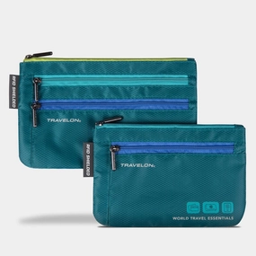 Anti-Theft RFID Card Holder Travelon World Travel Essentials Set Of 2 Currency & Passport Organizers