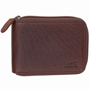 RFID Blocker Case Anti-Theft Mini Bag Mancini Buffalo Rfid Secure Zippered Billfold With Removable Passcase