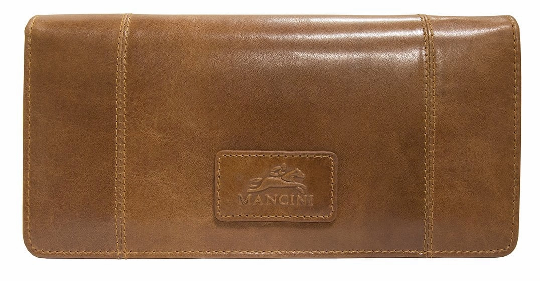 Mancini Casablanca Ladies' Rfid Secure Trifold Wallet Hidden Pocket Bag