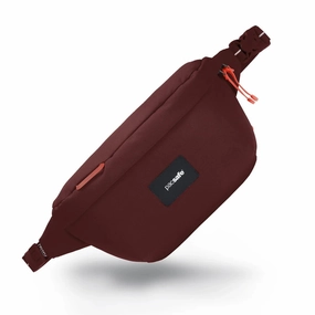 RFID Blocking Money Belt Travel Security Bag Pacsafe Go Anti-Theft Sling Pack - Garnet Red