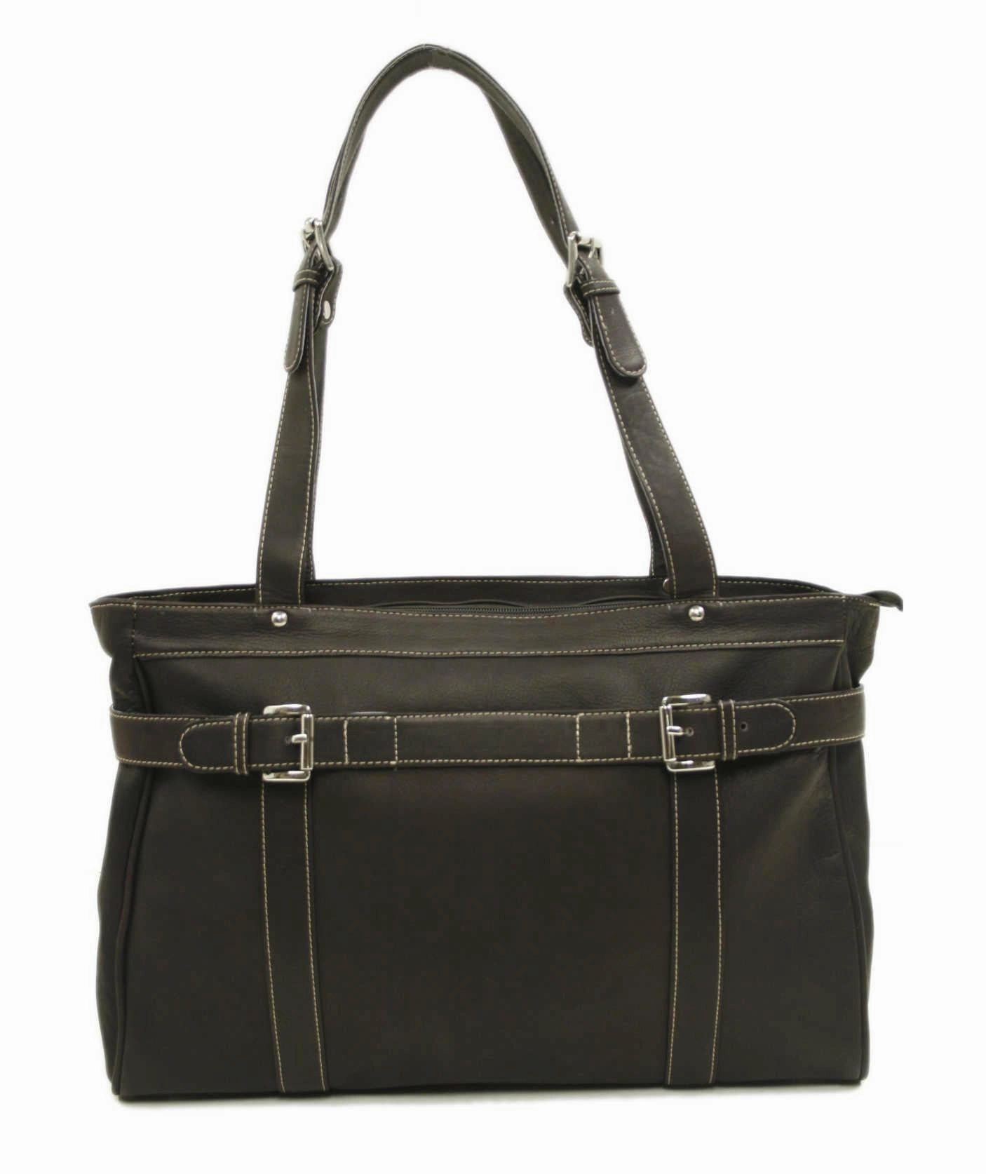 Piel Leather Belted Computer Tote Collapsible Travel Bag Luxury Travel Bag