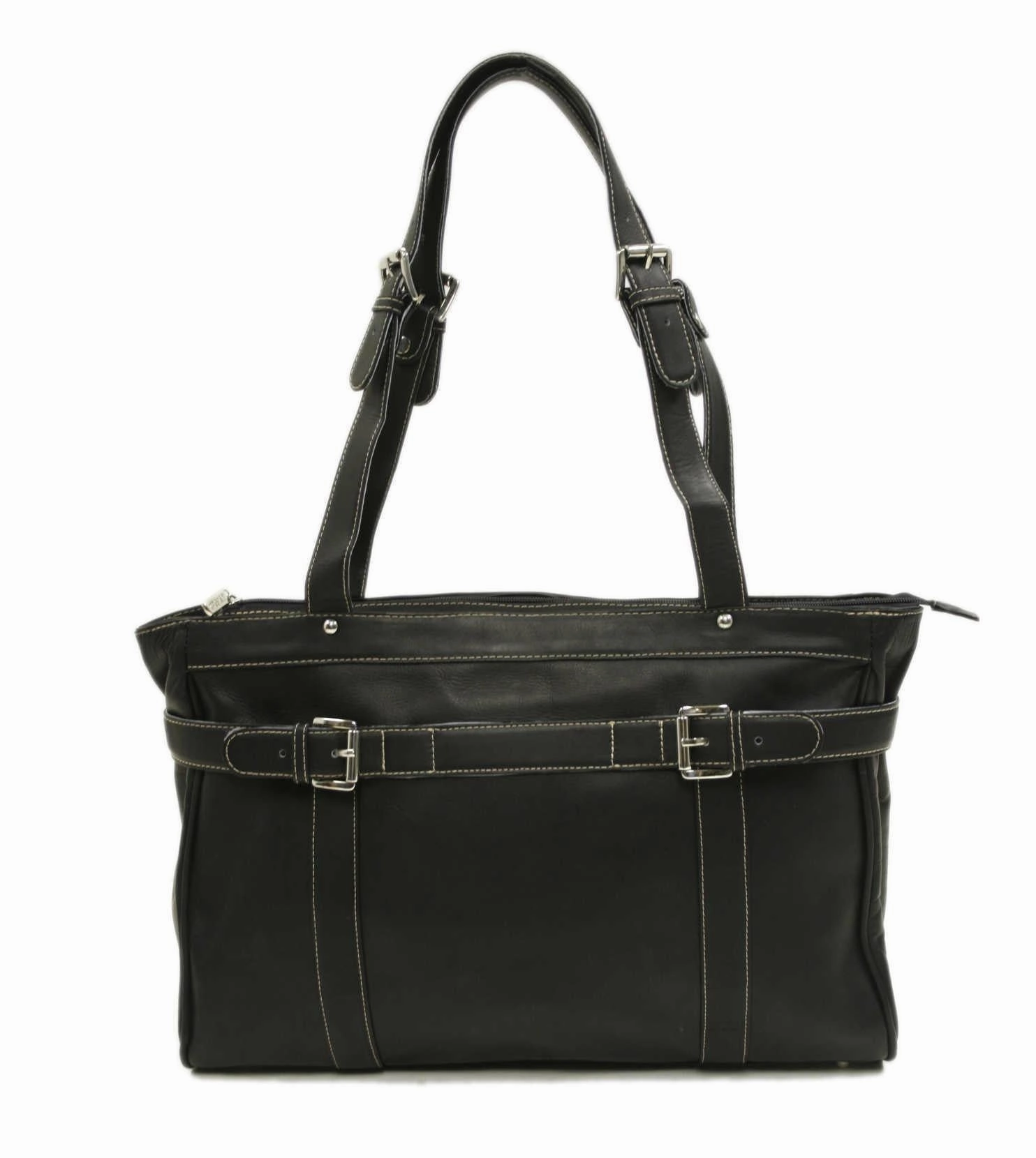 Piel Leather Belted Computer Tote Travel Pouch Set