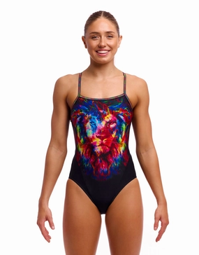 Pride Alive Single Strap Swimsuit - Black/Multi minimalistic swimsuits women, sleek swimwear styles