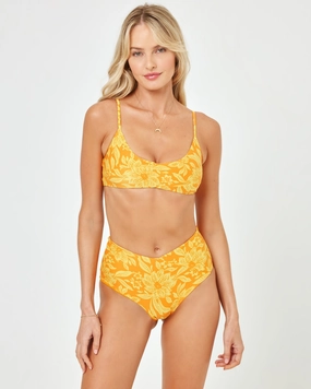 Printed High Tide Bikini Top - Golden Hour Blooms halter swim tops, wireless bikini tops