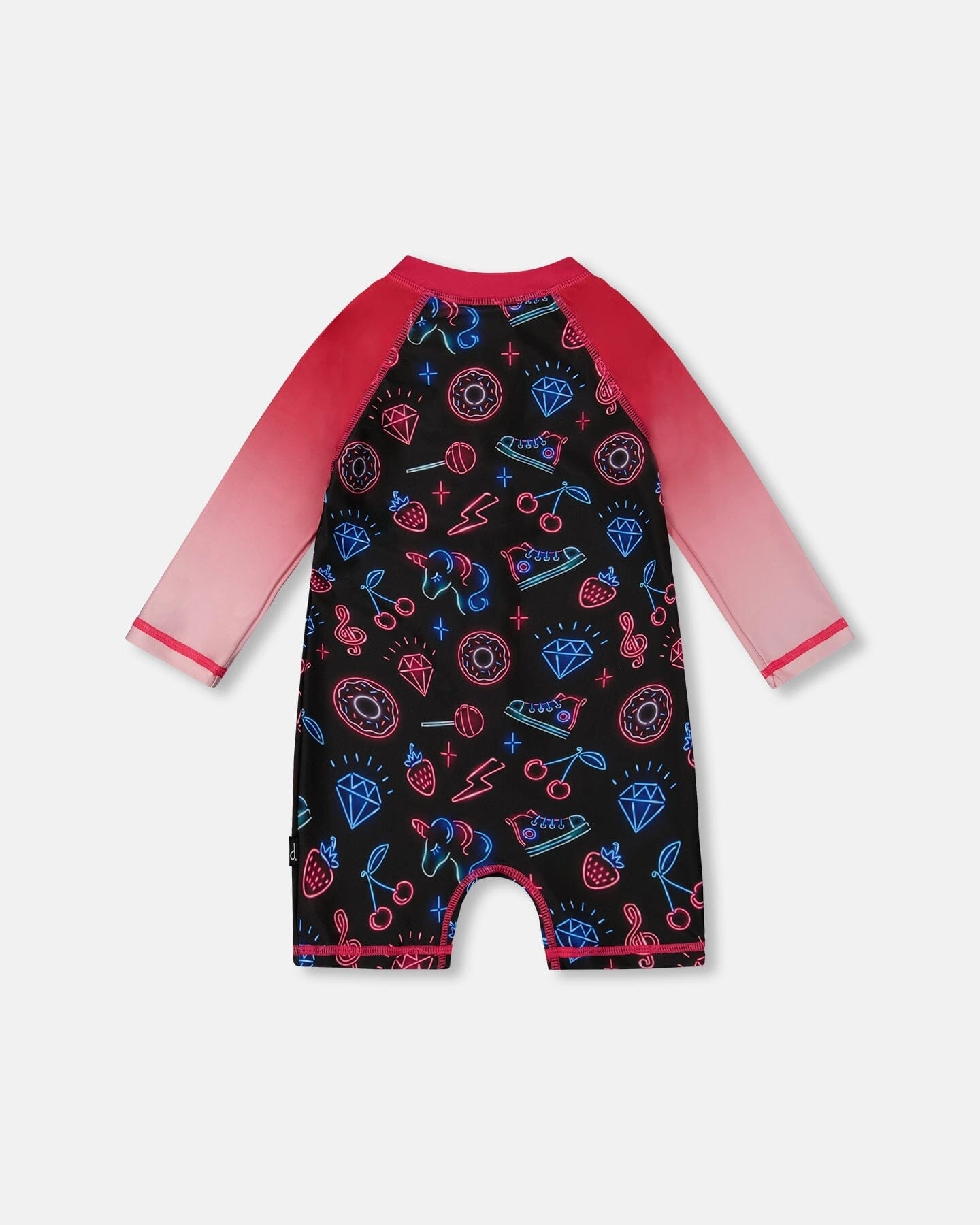 Printed Long Sleeve One-Piece Rashguard Black And Blue And Pink Items