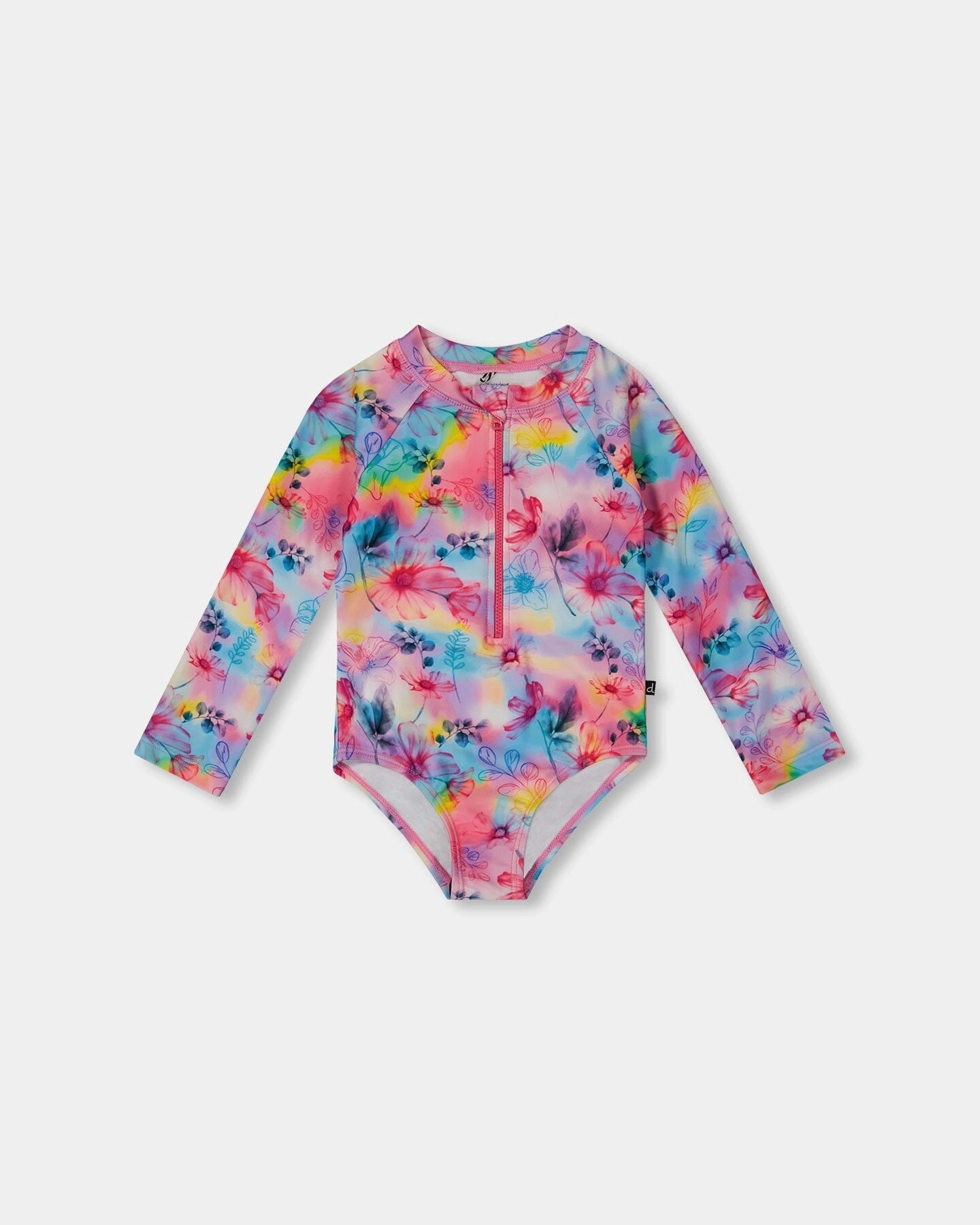 Printed Long Sleeve Rashguard Butterflies On Multicolored Background cute swimsuits for teen girls, modest teen swimwear
