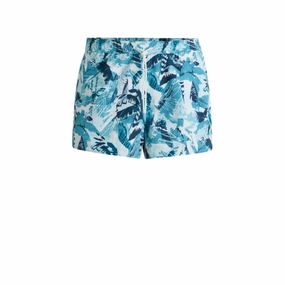 Printed swim shorts with logo detail mens full coverage swimwear, stylish mens swim trunks