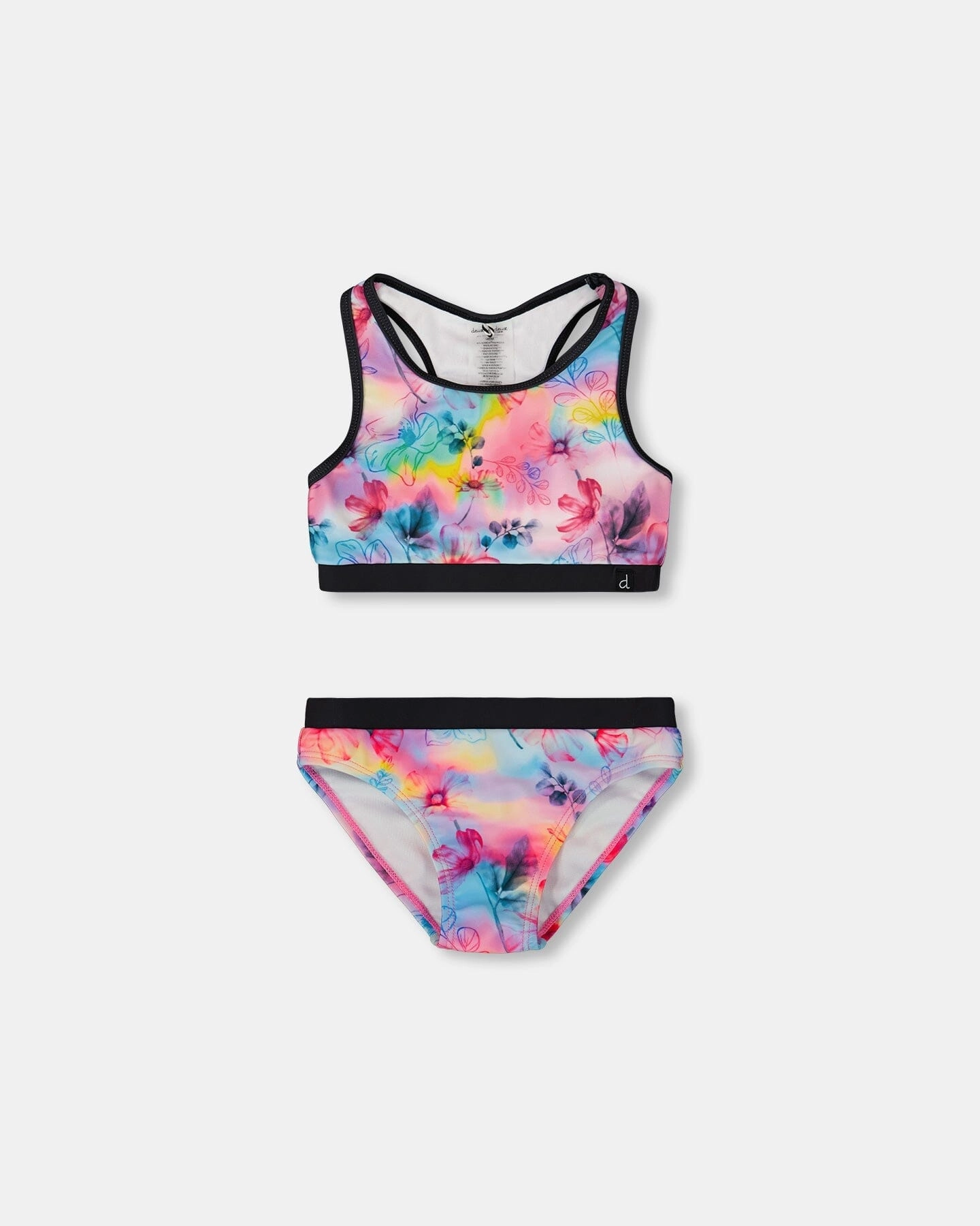 Printed Two-Piece Racerback Swimsuit Butterflies On Multicolored And Black Background cute swimsuits for teen girls, modest teen swimwear
