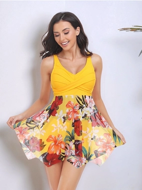 Printed Wide Strap Two-Piece Swim Set durable swimwear women, travel-ready swimsuits for women