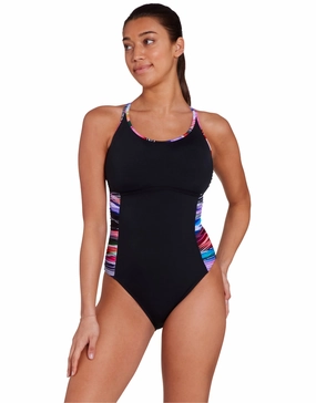Prism Geo Multiway Swimsuit - Black/Multi minimalistic swimsuits women, sleek swimwear styles