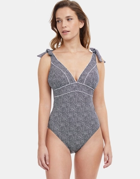 Profile Colette V Neck Swimsuit - Black and White tummy control swimwear women, slimming swimsuits