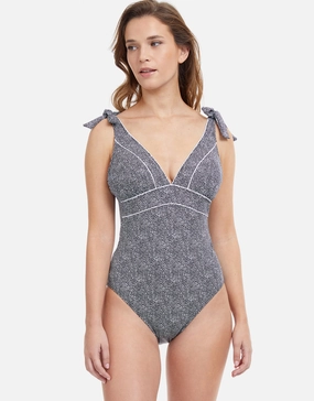 Profile Colette V Neck Swimsuit - Black and White padded swimwear for women, padded bikini tops