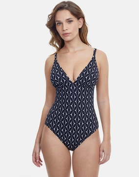 Profile Supreme V Neck Swimsuit - Black plus size swimwear women, curvy womens swimsuits