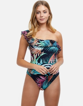 Profile Tropico One Shoulder Swimsuit - Black tummy control swimwear women, slimming swimsuits