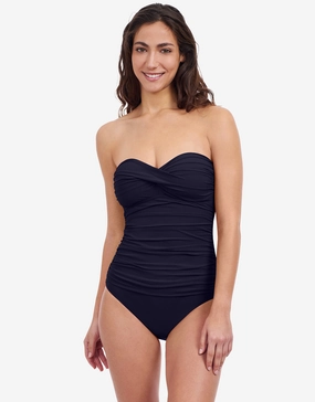 Profile Tutti Frutti Bandeau Swimsuit - Black womens resort swimwear, flattering one-piece swimsuits