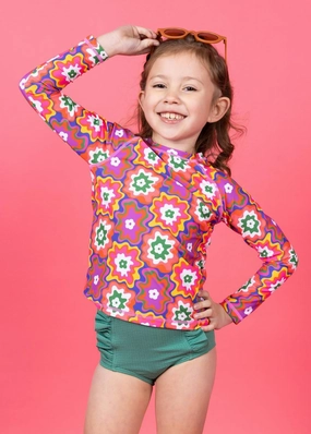 Psychedelic Flower | Mini Rashguard Top (Unisex) boys summer swimwear, boys rash guard swim sets