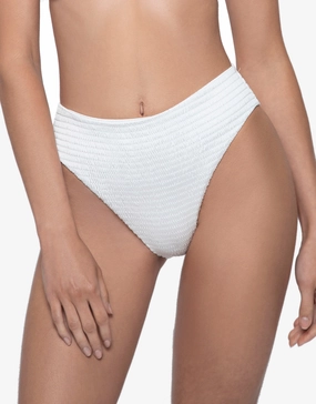 Pure Hillary High Waist Bikini Pant - White swim shorts for women, stretch fit swim bottoms