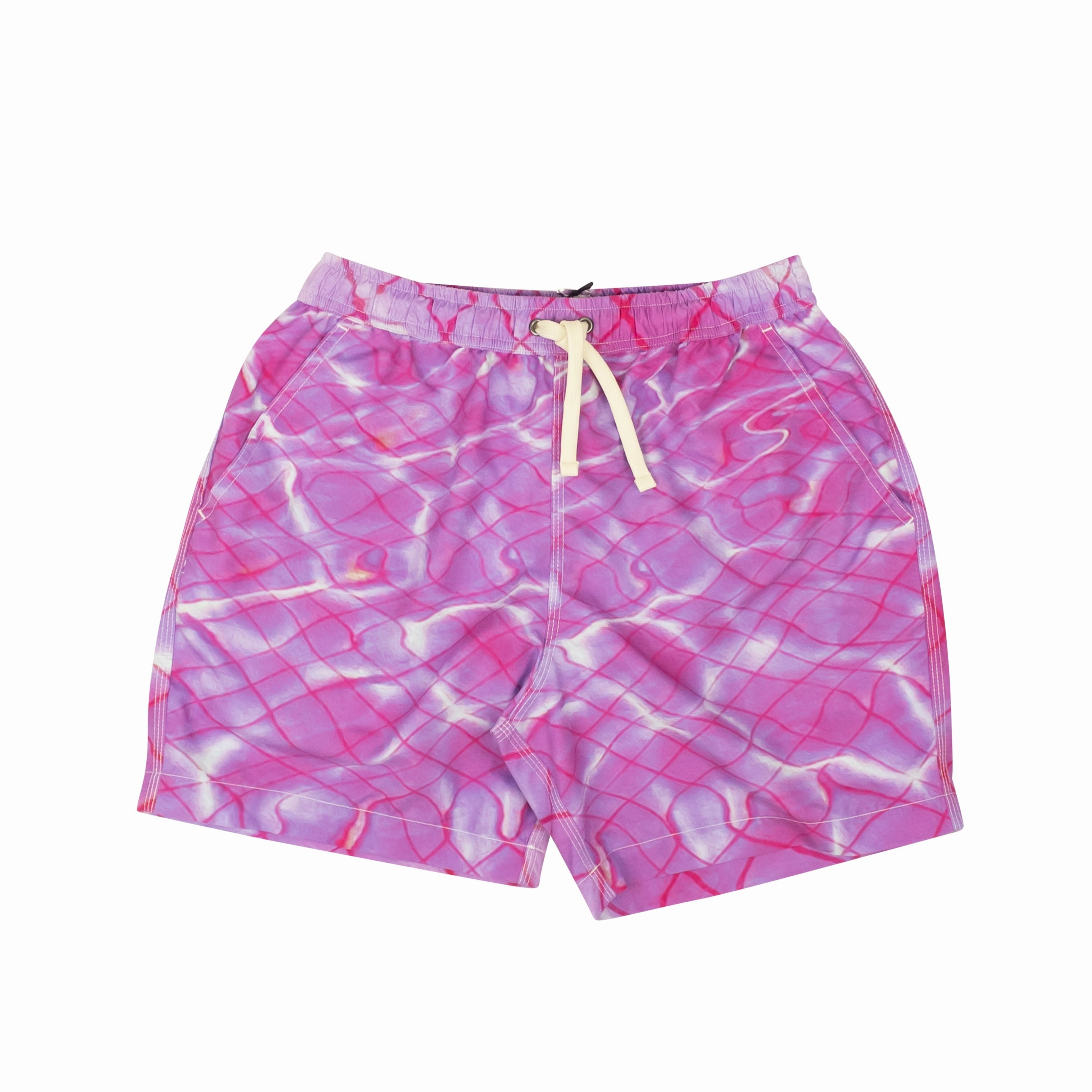 Purple Pool Print Swim Trunks mens beach swimwear, quick dry mens swimsuits