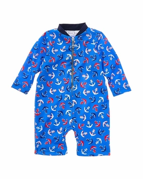 Rachel Riley Anchor Zip-Up Rash Guard cute swimsuits for teen girls, modest teen swimwear