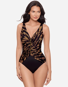 Raya De Safari Charmer Swimsuit - Black Brown plus size swimwear women, curvy womens swimsuits
