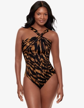 Raya De Safari Europa Swimsuit - Black Brown plus size swimwear women, curvy womens swimsuits