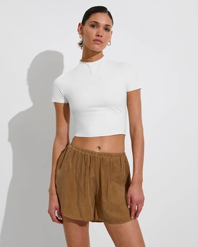 Rays Short Sleeve Top - Coconut lightweight women's swimwear, chic swim outfits for beach