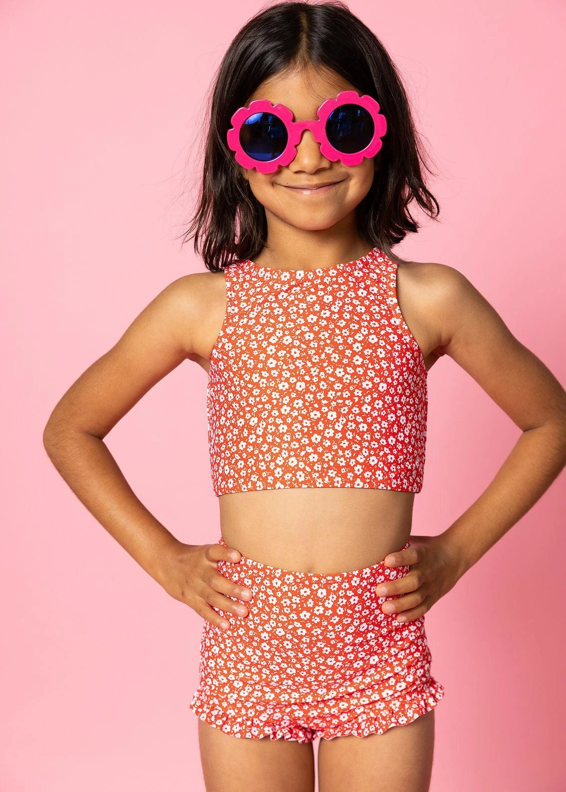 Red Ditsy Floral | Mini Racer Back Top