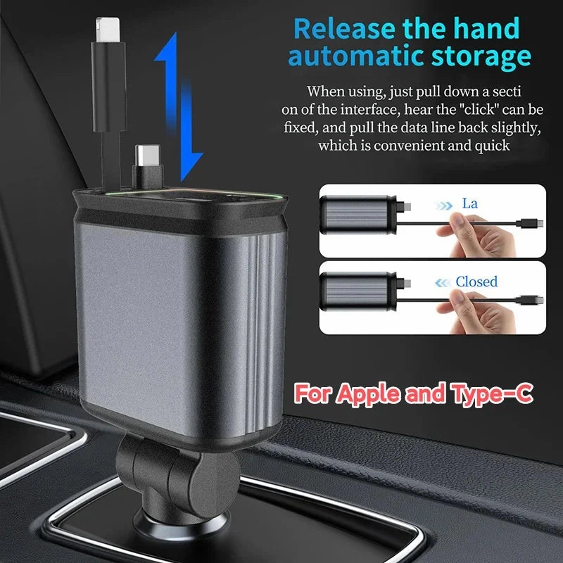 Retractable 4-In-1 Starry Sky Ceiling Atmosphere Light Universal Car Charger Exclusive Deal Inside