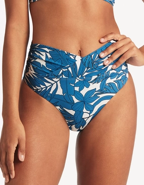 Retreat Wrap High Waist Bikini Pant - Lagoon adjustable swim bottoms women, flattering bikini bottoms