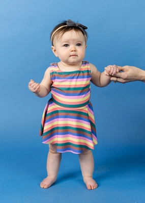 Retro Stripe | Baby Skirted One-Piece cute girls swimsuits, stylish swimwear for girls