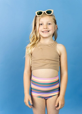 Retro Stripe | Mini High-Waisted Bottoms cute girls swimsuits, stylish swimwear for girls