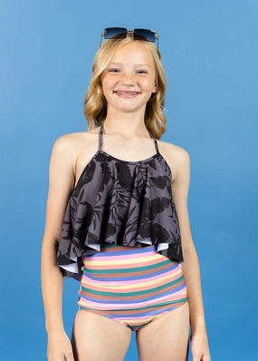 Retro Stripe | Youth High-Waisted Bottoms cute girls swimsuits, stylish swimwear for girls