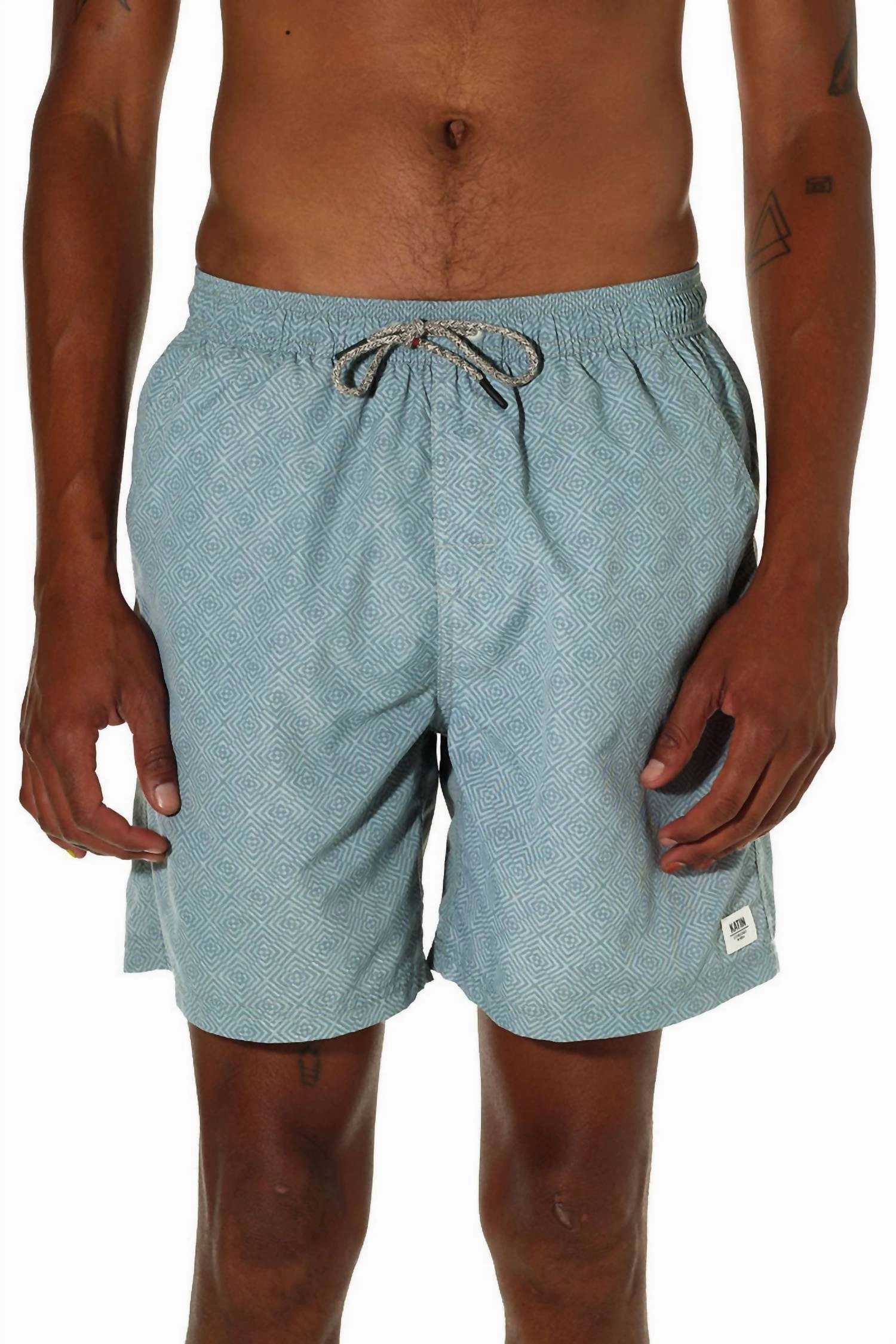 Reverb Volley Trunk Short In Blue Surf mens full coverage swimwear, stylish mens swim trunks